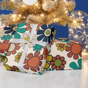 Retro-Blumen 60er 70er Jahre Vintage-Ästhetik Blum Geschenkpapier