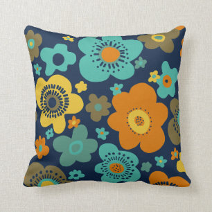 Retro-Blumen-60er-70er-Muster-Kissen Kissen