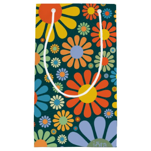 Retro Blumen-70er Muster Kleine Geschenktüte (Vorderseite)