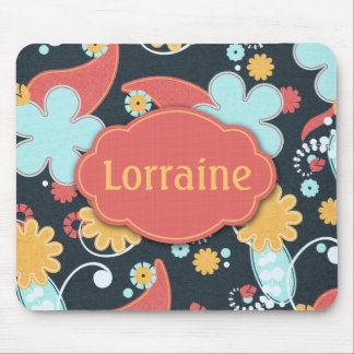 Retro Blumen - addieren Sie einen Namen - Mousepad