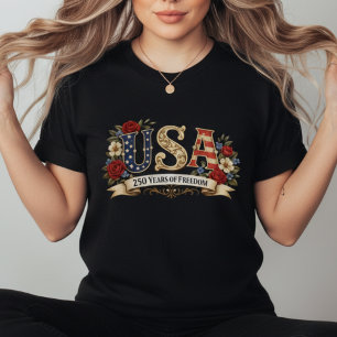 Retro-Blumen Amerikanischer Jahrestag T-Shirt
