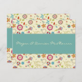 Retro Blumen · Aquamarin · Danke zu kardieren (Vorne/Hinten)