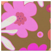 Retro-Blumen-Art-Pattern Rosa Braun Stoff (Nahaufnahme)