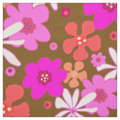 Retro-Blumen-Art-Pattern Rosa Braun Stoff (Muster)