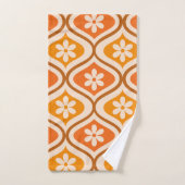 Retro-Blumen auf orangefarbenem und bernsteinfarbe Badhandtuch Set (Handtuch)