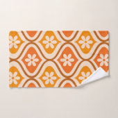 Retro-Blumen auf orangefarbenem und bernsteinfarbe Badhandtuch Set (Handtuch)