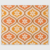 Retro-Blumen auf orangefarbenem und bernsteinfarbe Geschenkpapier (Flach)