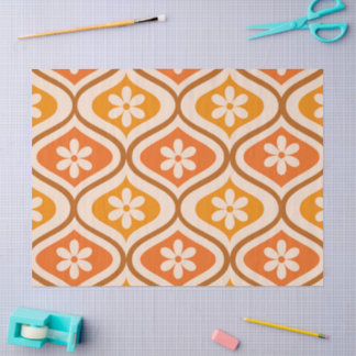 Retro-Blumen auf orangefarbenem und bernsteinfarbe Seidenpapier