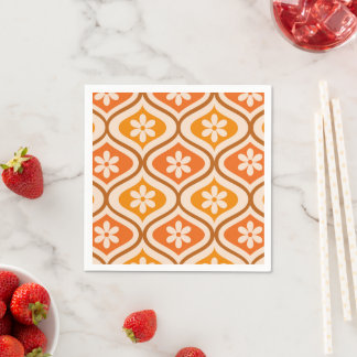 Retro-Blumen auf orangefarbenem und bernsteinfarbe Serviette