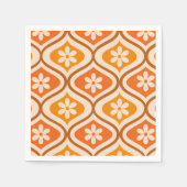Retro-Blumen auf orangefarbenem und bernsteinfarbe Serviette (Vorderseite)