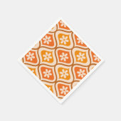 Retro-Blumen auf orangefarbenem und bernsteinfarbe Serviette (Ecke)
