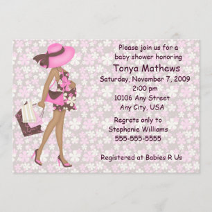 Retro Blumen-Baby-Duschen-Einladung (rosa OM) Einladung