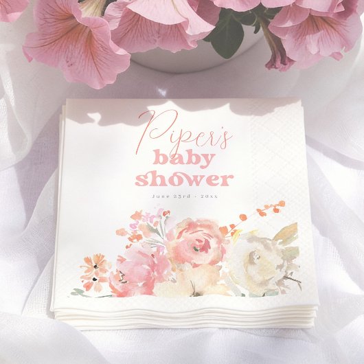 Retro Blumen Boho Mädchen Baby-Party Serviette