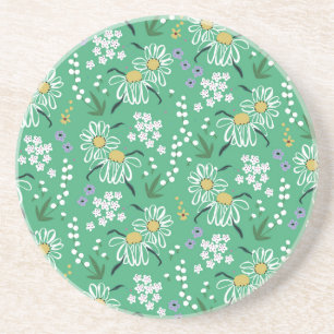 Retro-Blumen, Botanisches Nahtloses Muster. Getränkeuntersetzer