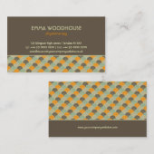 Retro! Blumen:: Brown, Orange, beige Visitenkarte (Vorne/Hinten)