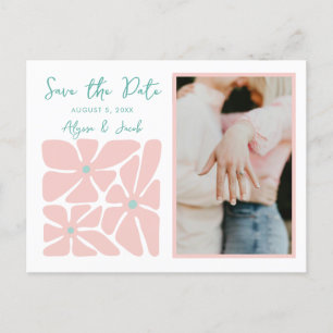 Retro-Blumen-Chic-Foto Save-the-Date Postkarte
