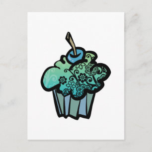 Retro-Blumen-Cupcake Postkarte