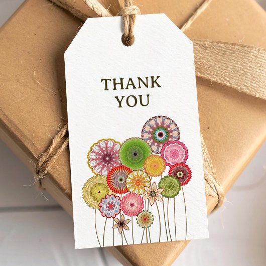 Retro-Blumen danke Geschenkanhänger