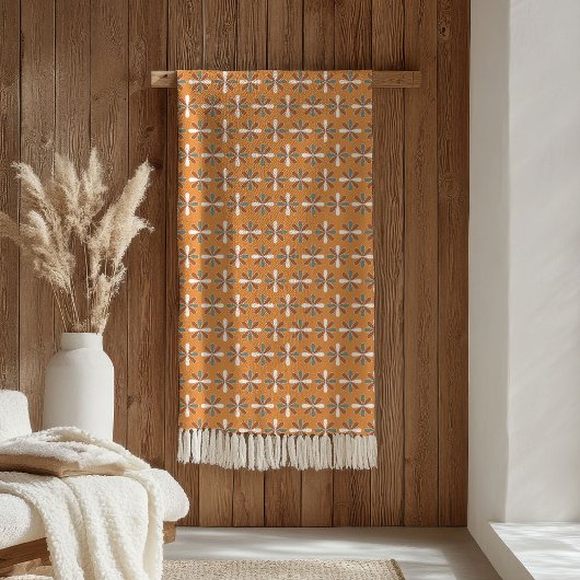 Retro-Blumen-Decke Braun Terrakotta-Stil Fleecedecke