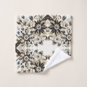 Retro-Blumen-Diamant Mitte des 20. Jahrhunderts Mo Badhandtuch Set (Waschlappen)
