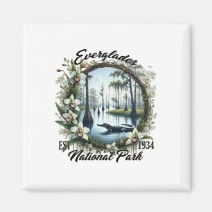Retro-Blumen Everglades-Nationalpark-Reise-Camping Magnet