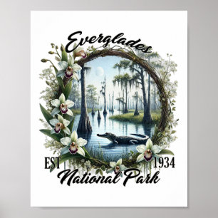 Retro-Blumen Everglades-Nationalpark-Trip-Camping Poster