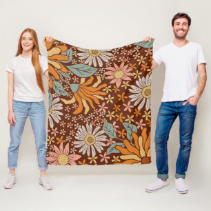 Retro-Blumen Fleecedecke