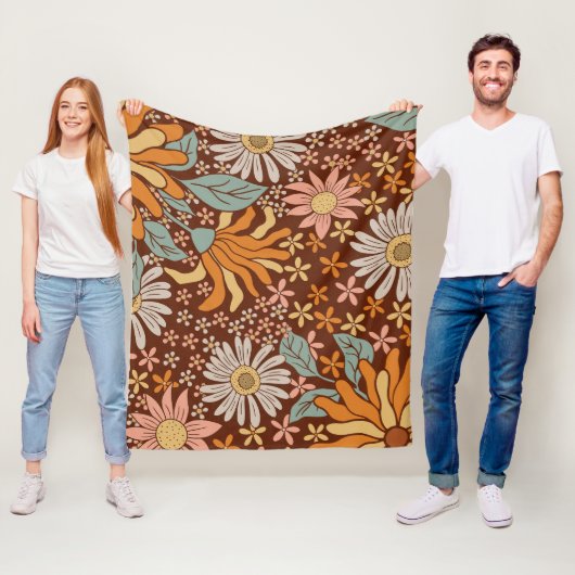 Retro-Blumen Fleecedecke (Beispiel)