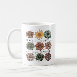 Retro-Blumen-Frieden und Freundlichkeit Kaffeetasse
