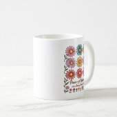 Retro-Blumen-Frieden und Freundlichkeit Kaffeetasse (VorderseiteRechts)