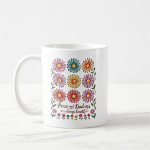 Retro-Blumen-Frieden und Freundlichkeit Kaffeetasse