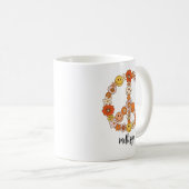 Retro-Blumen-Frieden und Freundlichkeit Kaffeetasse (VorderseiteRechts)