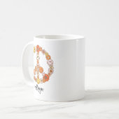 Retro-Blumen-Frieden und Freundlichkeit Kaffeetasse (Vorderseite Links)