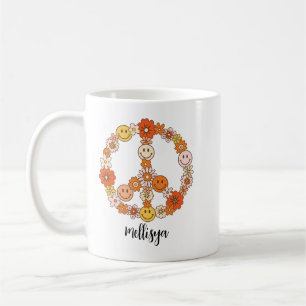 Retro-Blumen-Frieden und Freundlichkeit Kaffeetasse