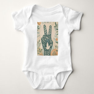 Retro-Blumen-Friedenszeichen & Tauben-Kunst Botan Baby Strampler