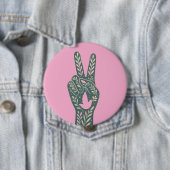 Retro-Blumen-Friedenszeichen & Tauben-Kunst Botan Button (Beispiel)