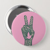 Retro-Blumen-Friedenszeichen & Tauben-Kunst Botan Button (Vorne & Hinten)