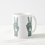 Retro-Blumen-Friedenszeichen & Tauben-Kunst Botan Kaffeetasse (VorderseiteRechts)