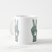 Retro-Blumen-Friedenszeichen & Tauben-Kunst Botan Kaffeetasse (Vorderseite Links)