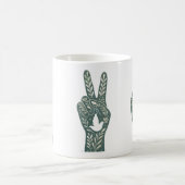 Retro-Blumen-Friedenszeichen & Tauben-Kunst Botan Kaffeetasse (Mittel)