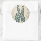 Retro-Blumen-Friedenszeichen & Tauben-Kunst Botan Runder Aufkleber (Tasche)