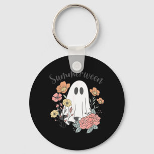 Retro-Blumen-Geist-Sommerween-Gruselige-Saison-Som Schlüsselanhänger