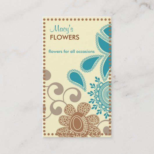 Retro Blumen-Geschäfts-Geschäfts-Karten Visitenkarte (Vorderseite)