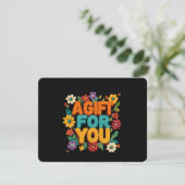 Retro-Blumen-Geschenkgutschein Schwarz (Stehend Vorderseite)
