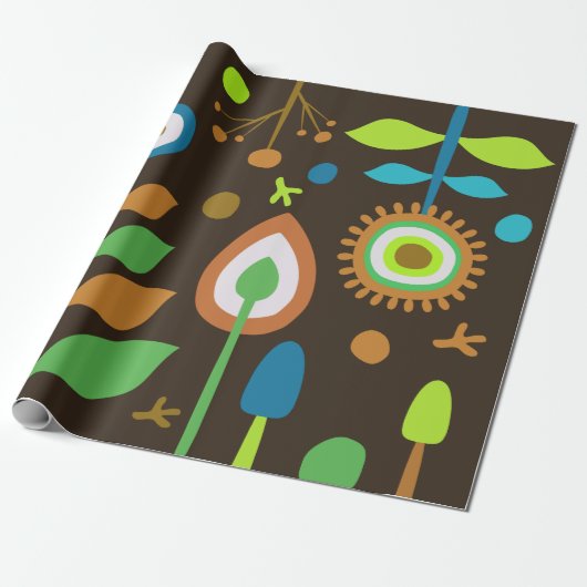 Retro-Blumen Geschenkpapier (Ungerollt)