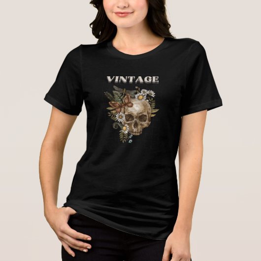 Retro-Blumen-Goth-Ästhetik Tri-Blend Shirt (Vorderseite)