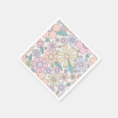 Retro-Blumen- groovy Geburtstag Serviette (Ecke)