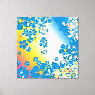 Retro-blumen-Grunge-Abstraktkunst Leinwanddruck