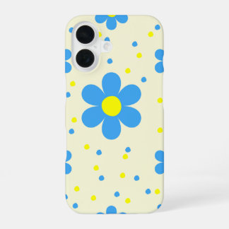 Retro-Blumen-Handyhülle aus Blau iPhone 16 Hülle