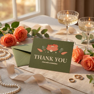 Retro-Blumen Hochzeit im Vintage-Garten-Stil Dankeskarte